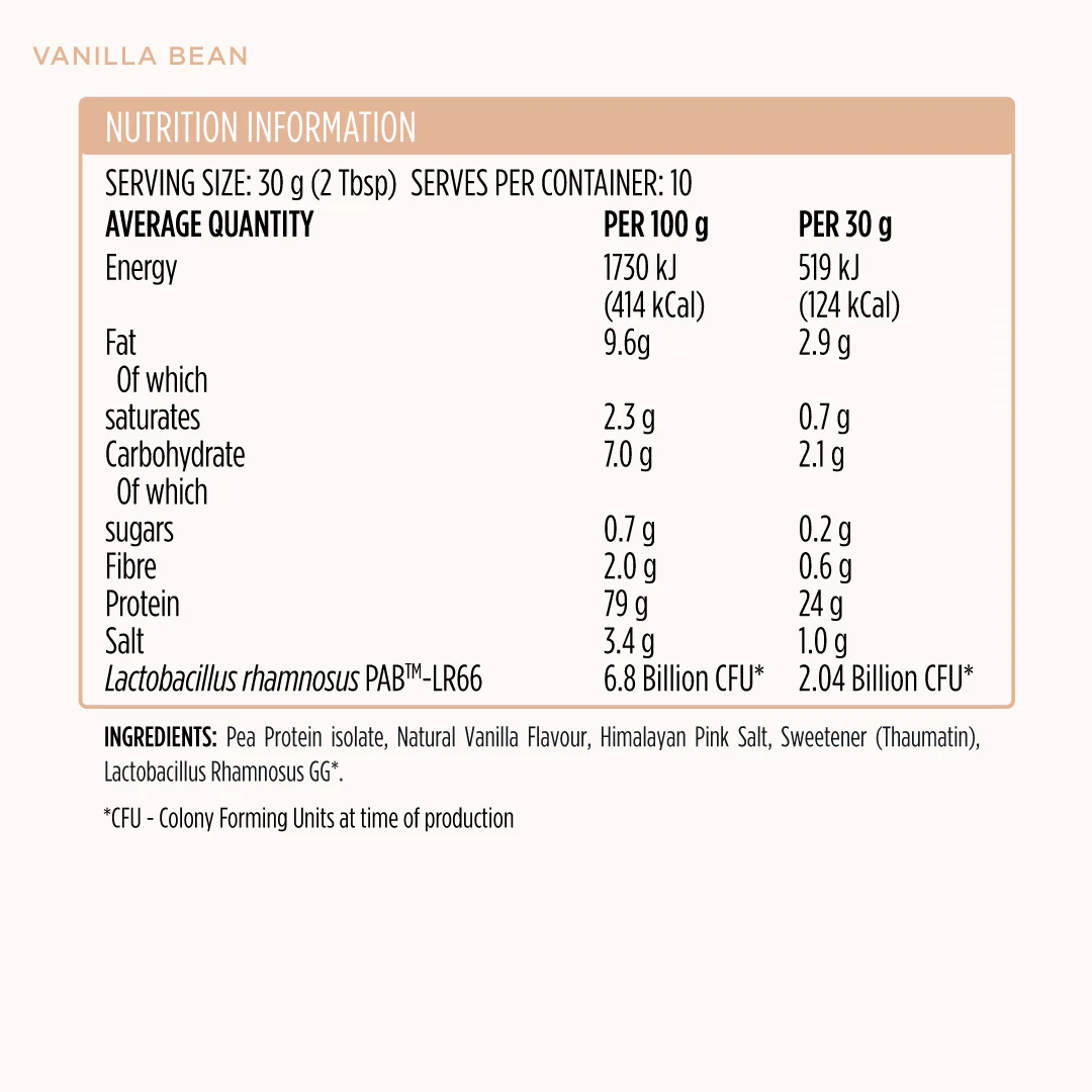 Protein + Probiotics 300g - Vanilla Bean - Image 2